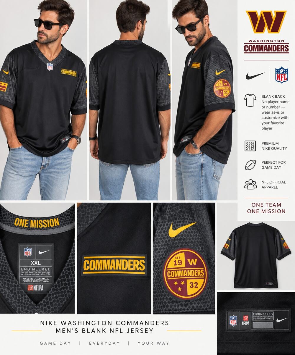 Nike Washington Commanders Blank NFL Jersey Men’s XXL NWT Black Anthracite